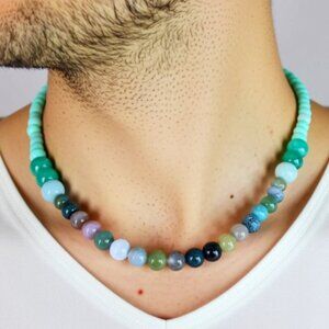 Men's Necklace, Men's Beaded Necklace, 18 Inches Long NWT (MJW008)